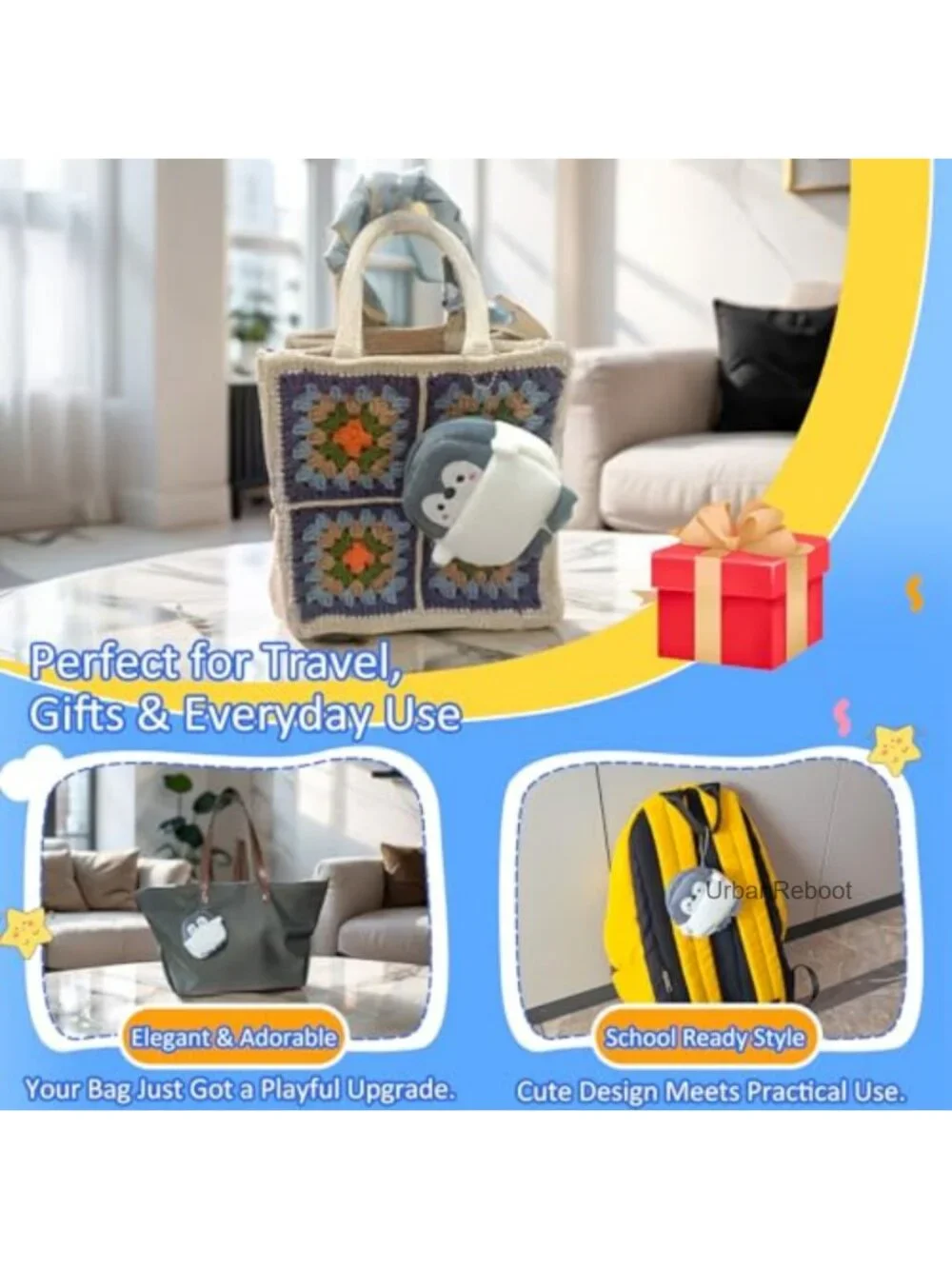 2-Pack Kawaii Penguin Coin Purse Set Keychain Mini Pouch for Kids
